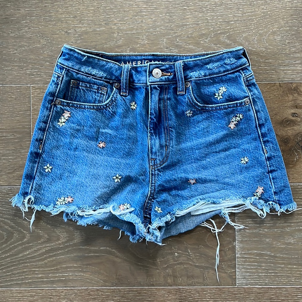 American Eagle Floral Embroidered Mom Shorts size 00